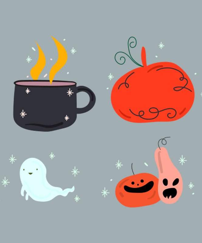 Pack Tatuagens Fantasmas e Abóboras - Tatuagens Temporárias Catita illustrations