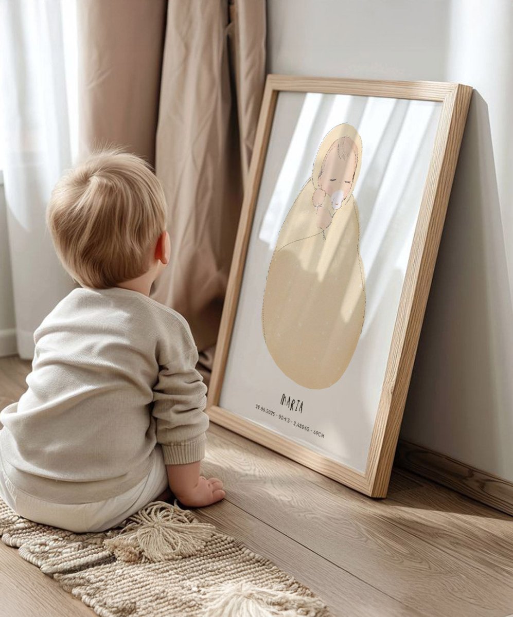 Bebé embrulhado com mãozinhas à mostra - Posters Catita illustrations