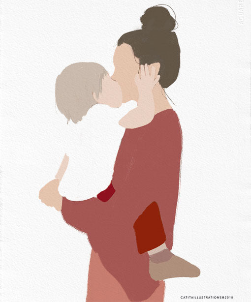 Motherhood Vermelho (Menina/Menino) - Posters Catita illustrations