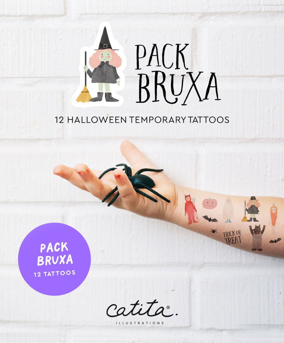 Pack Tatuagens Halloween Bruxa - Tatuagens Temporárias Catita illustrations