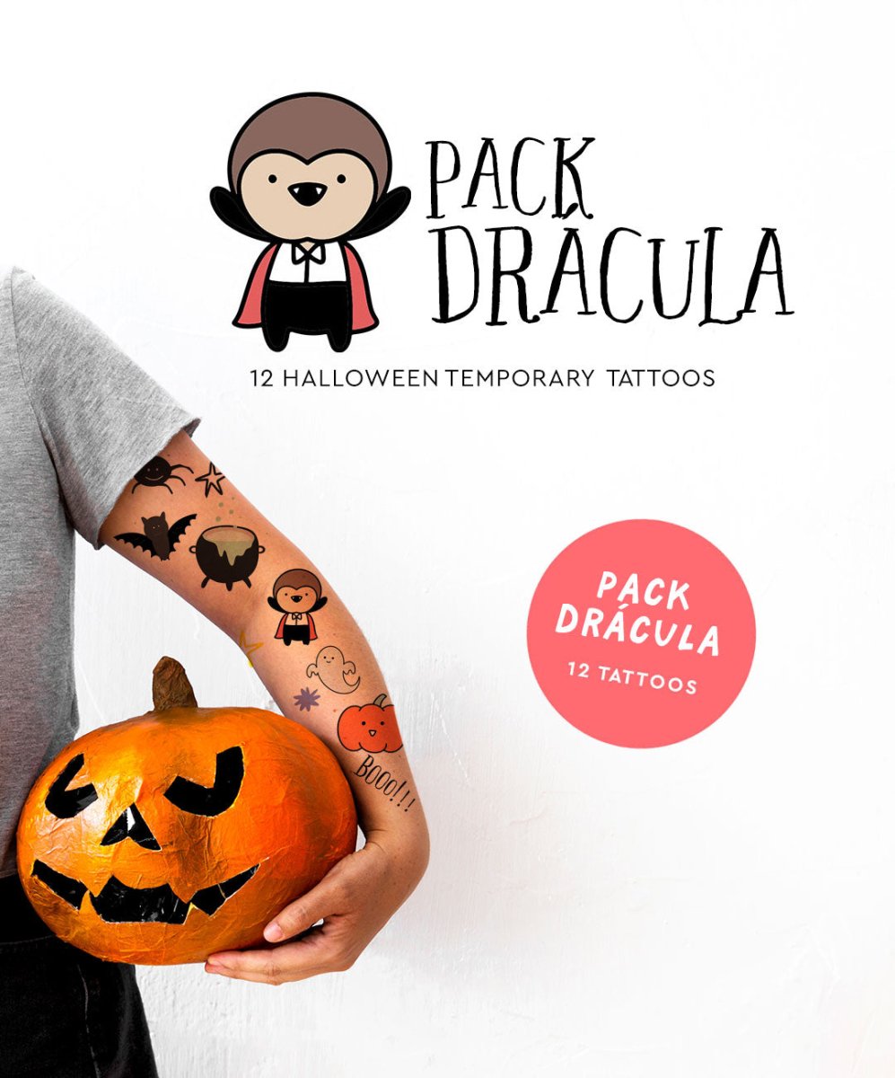 Pack Tatuagens Halloween Drácula - Tatuagens Temporárias Catita illustrations